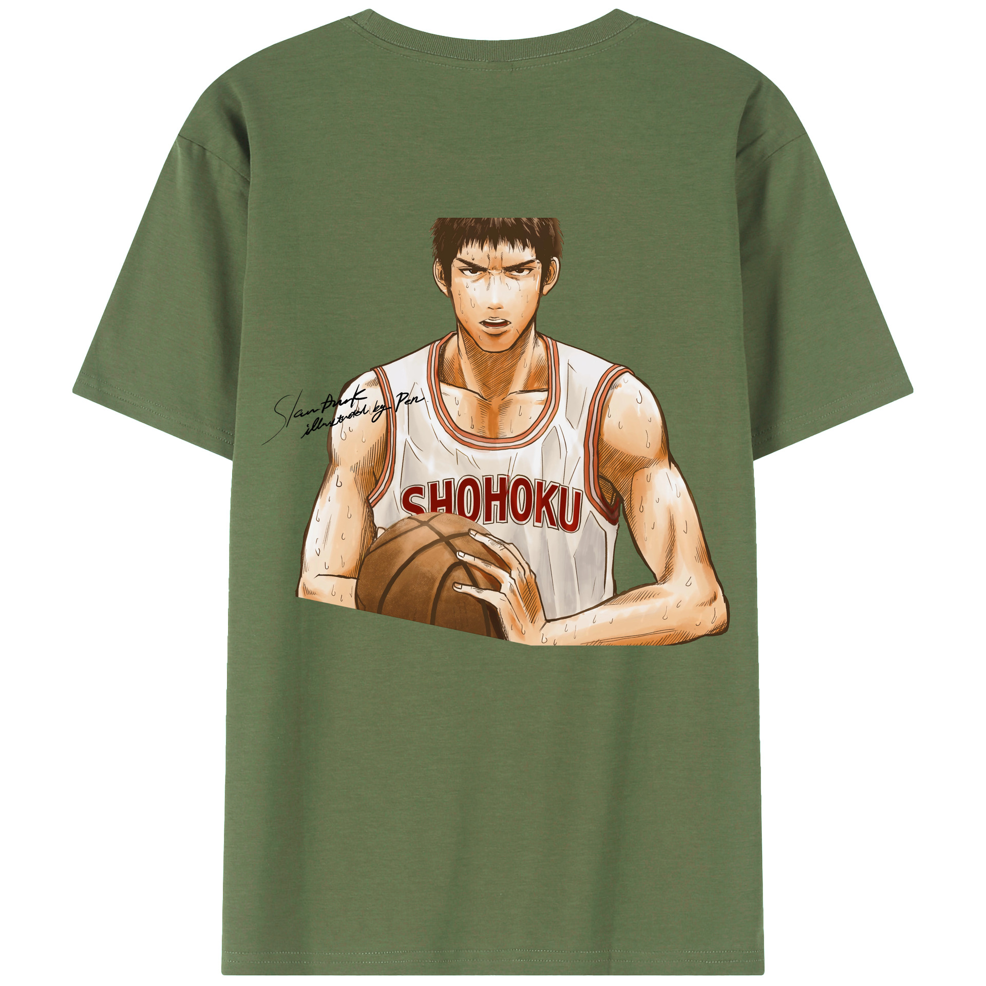 （画像用） SLAM DUNK／スラムダンク 綿100％ メンズ半袖Tシャツ（バックプリント） 通気性